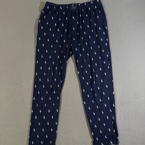 Polo Ralph Lauren Mens Sleepwear Pants Pajama Bottoms Navy All Over Print Large